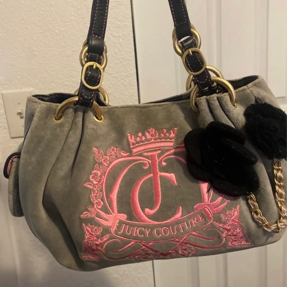 SOLD DO NOT BUY Gray and pink Juicy Couture baby fluffy bag